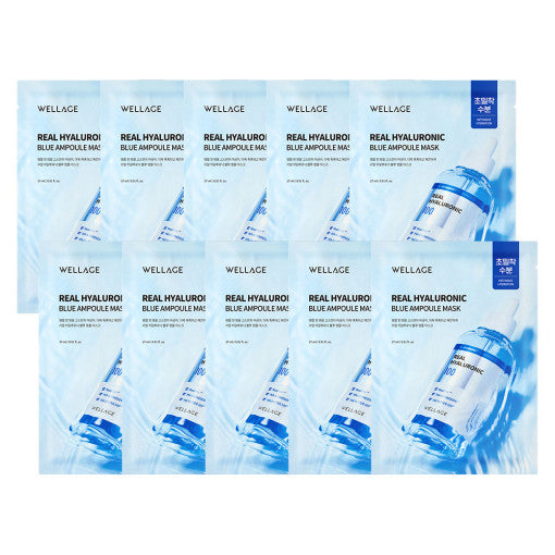 WELLAGE Real Hyaluronic Blue Ampoule Mask Sheet 27ml X 10P